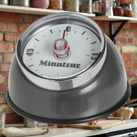 Decopatent Decopatent® Kookwekker analoog - Kookwekker magnetisch - Rond - Rvs - Kook wekker met magneet - Ronde 60 minuten Kook Timer - Grijs