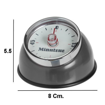 Decopatent Decopatent® Kookwekker analoog - Kookwekker magnetisch - Rond - Rvs - Kook wekker met magneet - Ronde 60 minuten Kook Timer - Grijs