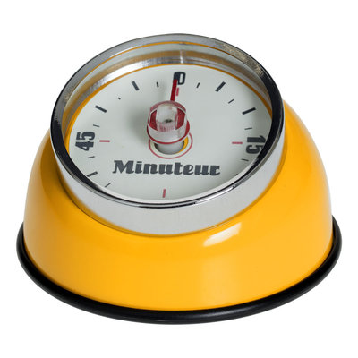 Decopatent Decopatent® Kookwekker analoog - Kookwekker magnetisch - Rond - Rvs - Kook wekker met magneet - Ronde 60 minuten Kook Timer - Geel