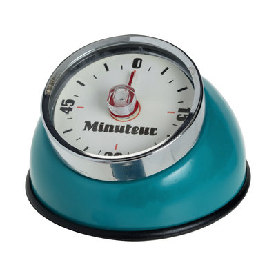 Decopatent Decopatent® Kookwekker analoog - Kookwekker magnetisch - Rond - Kook wekker met magneet - Ronde 60 minuten Kook Timer - Turquoise Blauw