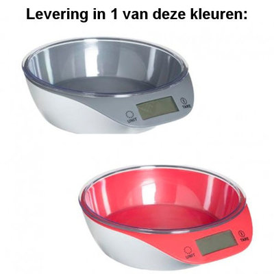 Decopatent Decopatent® Keukenweegschaal digitaal met Kom - Weegschaal keuken digitaal - Verwijderbare PVC Kom - Incl batterij - 5Gr tot 5Kg