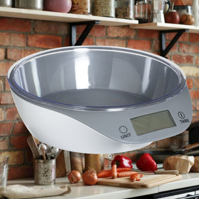 Decopatent Decopatent® Keukenweegschaal digitaal met Kom - Weegschaal keuken digitaal - Verwijderbare PVC Kom - Incl batterij - 5Gr tot 5Kg