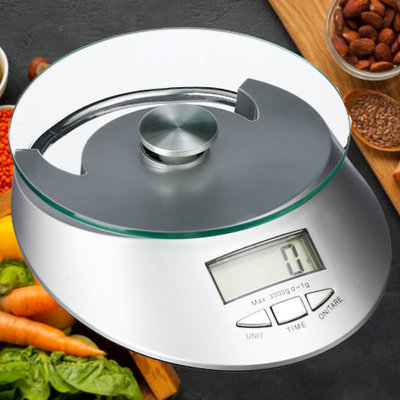 Decopatent Decopatent® Keukenweegschaal digitaal - Weegschaal keuken digitaal - Metaal met Glas - op batterijen - 5 Gr tot 5 Kg - 16x20x4 Cm