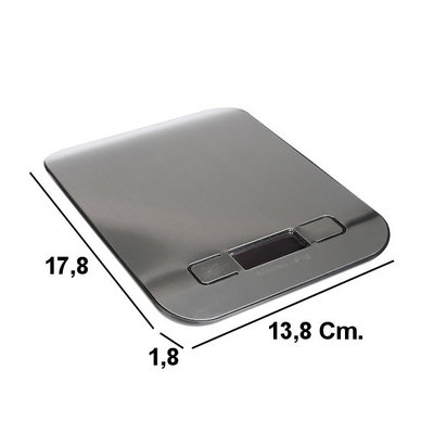 Decopatent Decopatent® Rvs Keukenweegschaal digitaal - Precisie Weegschaal keuken digitaal - Metaal  - Op batterijen - 5 Gr tot 5 Kg - Zilver