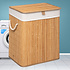 Decopatent Decopatent® Grote Bamboe Wasmand met deksel - 60 L - Wasmand 1 Vak met stoffen waszak - Opvouwbaar - Wassorteerder - Naturel