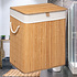 Decopatent Decopatent® Grote Bamboe Wasmand met deksel - 60 L - Wasmand 1 Vak met stoffen waszak - Opvouwbaar - Wassorteerder - Naturel