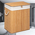 Decopatent Decopatent® Grote Bamboe Wasmand met deksel - 60 L - Wasmand 1 Vak met stoffen waszak - Opvouwbaar - Wassorteerder - Naturel