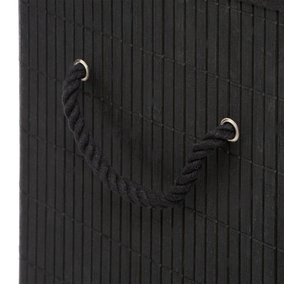 Decopatent Decopatent® Grote Bamboe Wasmand met deksel - 60 L - Wasmand 1 Vak met stoffen waszak - Opvouwbaar - Wassorteerder - Zwart