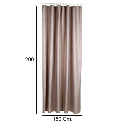 Decopatent Decopatent® Douchegordijn 180x200 Cm - Polyester - Douche gordijn anti schimmel - Voor bevestiging aan douchegordijnstang - Taupe