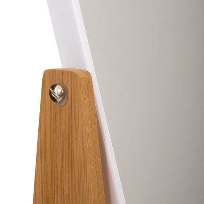 Decopatent Decopatent® - Staande 360° Makeup Spiegel - Scheerspiegel - Badkamerspiegel - Glas Spiegel Achterkant 3x Vergrotend - Wit Bamboe