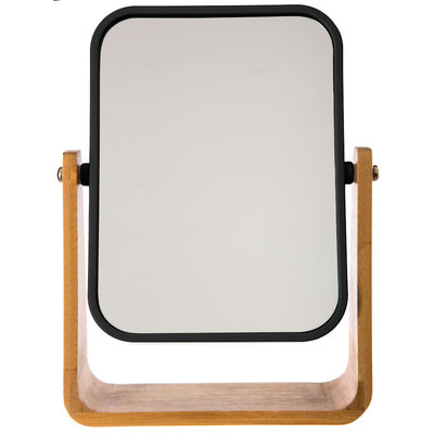 Decopatent Decopatent® - Staande 360° Makeup Spiegel - Scheerspiegel - Badkamerspiegel - Glas Spiegel Achterkant 3x Vergrotend - Zwart Bamboe