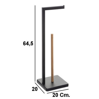 Decopatent Decopatent® Toiletrolhouder staand - Staande Wc Rolhouder - Toilet rolhouder - Bamboe Metaal - Reserverolhouder - 5 Rollen - Zwart