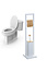 Decopatent Decopatent® 2in1 Toiletrolhouder staand & Toiletborstel met houder- Staande Wc Rolhouder - Toilet rolhouder - Bamboe Metaal - Wit