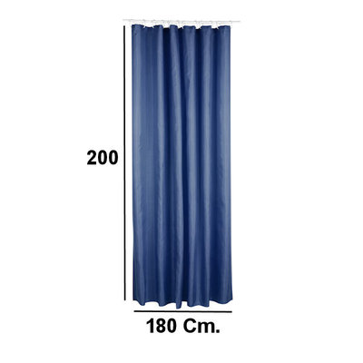 Decopatent Decopatent® Douchegordijn 180x200 Cm - Polyester - Douche gordijn anti schimmel - Voor bevestiging aan douchegordijnstang - Marine