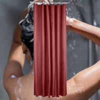 Decopatent Decopatent® Douchegordijn 180x200 Cm - Polyester - Douche gordijn anti schimmel - Bevestiging aan douchegordijnstang - Bordeaux