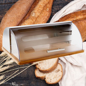 Decopatent Decopatent® Broodtrommel met Rolluik - Bamboe hout brooddoos met Kunststof Schuifdeksel - Brood vers bewaren - Afm 39 x26.5 x15.5