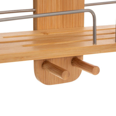 Decopatent Decopatent® Doucherek voor over Douchekop - 3 Laags Legplanken - Doucherekje Hangend douchestang - Bamboe hout - Douchemandje