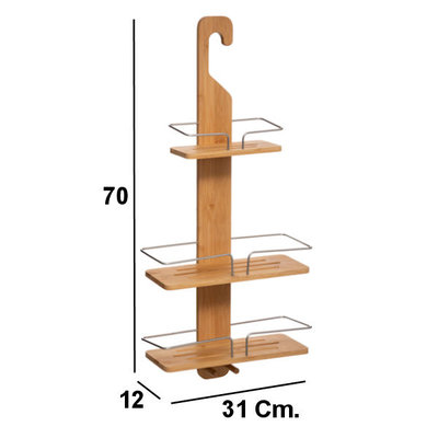 Decopatent Decopatent® Doucherek voor over Douchekop - 3 Laags Legplanken - Doucherekje Hangend douchestang - Bamboe hout - Douchemandje