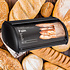 Decopatent Decopatent® Broodtrommel met Rolluik - Brooddoos Metaal met metalen Schuifdeksel - Brood vers bewaren - 35.5 x 23 x 15 Cm - Zwart