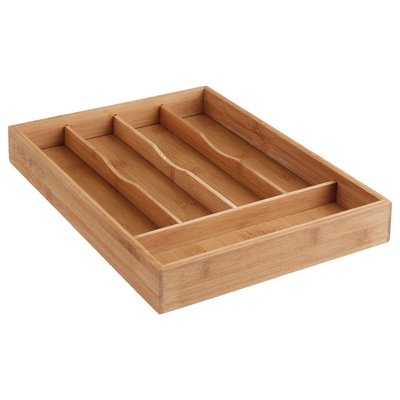 Decopatent Decopatent® Bamboe Bestekbak 5 Vaks - Besteklade Organizer - Bestek Opbergen - Opbergbak - Bestekcassette - Hout - 25x34x4.3 Cm