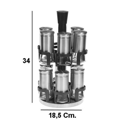 Decopatent Decopatent® Kruidenrek Rond Kruiden Carrousel voor 12 potjes - Kruidencarrousel draaibaar - Staand Rvs Specerijenrek Draaiplateau