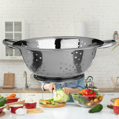 Decopatent Decopatent® Vergiet - Ø24 cm - Rvs Metalen Zeef - 2 Handvaten - Groente & Fruit wassen / afspoelen - Pasta afgieten - RVS Metaal