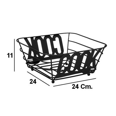 Decopatent Decopatent® Fruitschaal Vierkant - Broodmand - Schaal voor Fruit of Brood - Design Fruitmand - Metaal - Afm 24 x 24 x 11Cm - Zwart