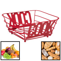 Decopatent Decopatent® Fruitschaal Vierkant - Broodmand - Schaal voor Fruit of Brood - Design Fruitmand - Metaal - Afm 24 x 24 x 11Cm - Rood