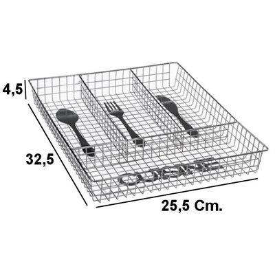 Decopatent Decopatent® Bestekbak 4 Vaks - CUISINE - Besteklade Organizer - Bestek Opbergbak - Bestekcassette - Metaal - 25.5 x 32.5 x 4.5 Cm