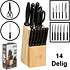Decopatent Decopatent® 14-Delig Messenblok met Messen - Rvs Messenset op Houten Messenblok - 11 Keuken Messen - Keuken schaar - Messenslijper