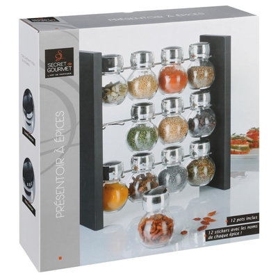 Decopatent Decopatent® Staand Kruidenrekje voor 12 kruidenpotjes - Specerijen rek - Mdf hout - Potjes Glas - 3 laags keuken kruiden organizer