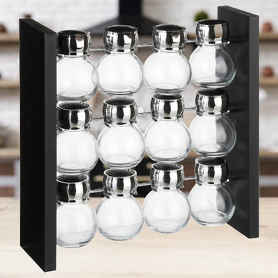 Decopatent Decopatent® Staand Kruidenrekje voor 12 kruidenpotjes - Specerijen rek - Mdf hout - Potjes Glas - 3 laags keuken kruiden organizer