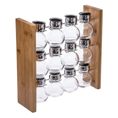 Decopatent Decopatent® Staand Kruidenrekje voor 12 kruidenpotjes - Specerijen rek - Bamboe hout - Potjes Glas - Keuken kruiden organizer