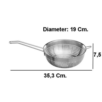 Decopatent Decopatent® RVS Vergiet - Ø19 Cm - Keuken Bolzeef - Vergiet - Met lang Handvat - Groente & fruit wassen / afspoelen / afgieten