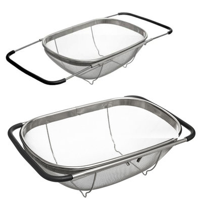 Decopatent Decopatent® RVS keuken Vergiet / Zeef - Uitschuifbaar van 36,7 naar 54,5 - Pasta / Aardappels / Groente afgieten - Gootsteen Zeef