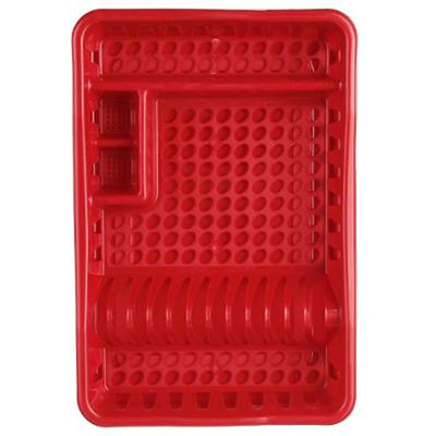 Decopatent Decopatent® Afdruiprek voor afwas - Afdruiprekje met Lekbak - Kunststof Afdruipmat -  Afwassen borden & bestek - 32.5x49x9 - Rood
