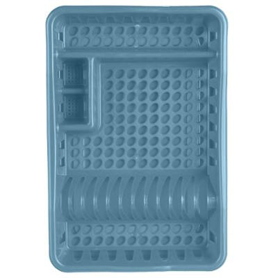 Decopatent Decopatent® Afdruiprek voor afwas - Afdruiprekje met Lekbak - Kunststof Afdruipmat -  Afwassen borden & bestek - 32.5x49x9 - Blauw