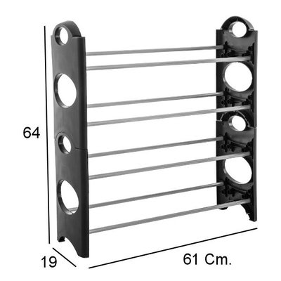 Decopatent Decopatent® Schoenenrek voor 12 Paar Schoenen - 4 Laags - Schoenenkast - Schoenen Organizer Rek - Metaal - Kunststof - 61x19x64 Cm