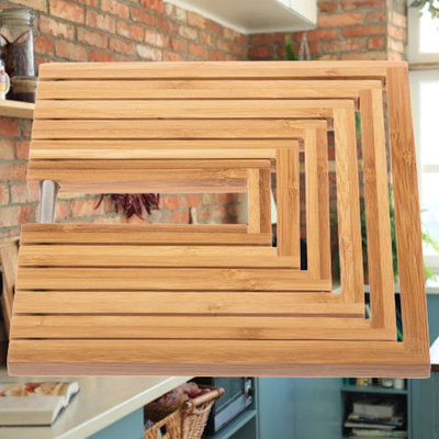 Decopatent Decopatent® Pannenhouder - Uitschuifbare Pannen Onderzetter - Panonderzetter Rechthoekig - Bamboe - Metaal - Pannen Onderzetters