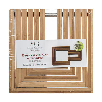 Decopatent Decopatent® Pannenhouder - Uitschuifbare Pannen Onderzetter - Panonderzetter Rechthoekig - Bamboe - Metaal - Pannen Onderzetters