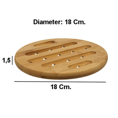 Decopatent Decopatent® Pannenhouder Rond Ø18 Cm - Ronde Pannen Onderzetter - Panonderzetter Rechthoekig - Bamboe - Pannen Onderzetters