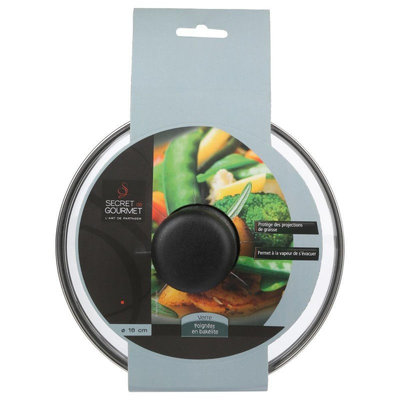 Decopatent Decopatent® Universele Glazen Pan deksel - Ø16 cm - Ronde Pandeksel Glas met stoomgaatje - Transparant - Voor pannen van 16 Cm