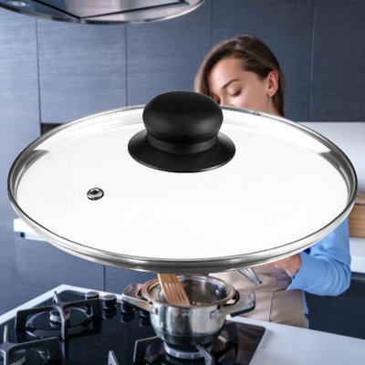 Decopatent Decopatent® Universele Glazen Pan deksel - Ø20 cm - Ronde Pandeksel Glas met stoomgaatje - Transparant - Voor pannen van 20 Cm