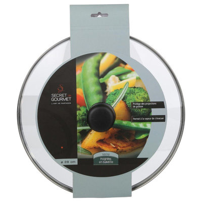Decopatent Decopatent® Universele Glazen Pan deksel - Ø28 cm - Ronde Pandeksel Glas met stoomgaatje - Transparant - Voor pannen van 28 Cm