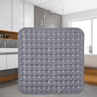 Decopatent Decopatent® Badmat - Douchemat met Antislip voor Douche - Vierkante antislipmat- Douchemat met zuignappen - 54 x 54 Cm. - Grijs