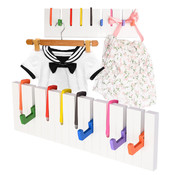 Decopatent Decopatent® Wandkapstok hout - Piano Kinderkamer Kapstok - Met 9 ophang haken - Wand Kapstok - Garderoberek - Wit - 48 Cm Breed