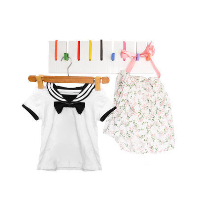 Decopatent Decopatent® Wandkapstok hout - Piano Kinderkamer Kapstok - Met 9 ophang haken - Wand Kapstok - Garderoberek - Wit - 48 Cm Breed