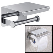 Decopatent Decopatent® Toiletrolhouder Rvs - Toiletrolhouder met telefoonhouder / plankje - Toilet / WC papier rolhouder - Wandmodel - Zilver