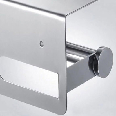 Decopatent Decopatent® Toiletrolhouder Rvs - Toiletrolhouder met telefoonhouder / plankje - Toilet / WC papier rolhouder - Wandmodel - Zilver