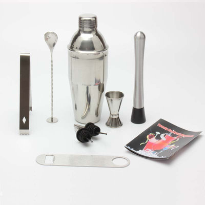 Decopatent Decopatent® PRO Cocktail Set 9-delig - Rvs Barset met Shaker - Maatbeker - Stamper - Recepten boek - Barmixer - Cocktailshaker